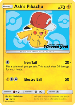 Ash's Pikachu SM113 — SM Black Star Promos
