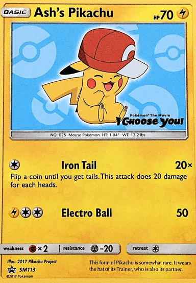 Carta Ash's Pikachu SM113/248 do set SM Black Star Promos — Pokémon TCG | Bynx