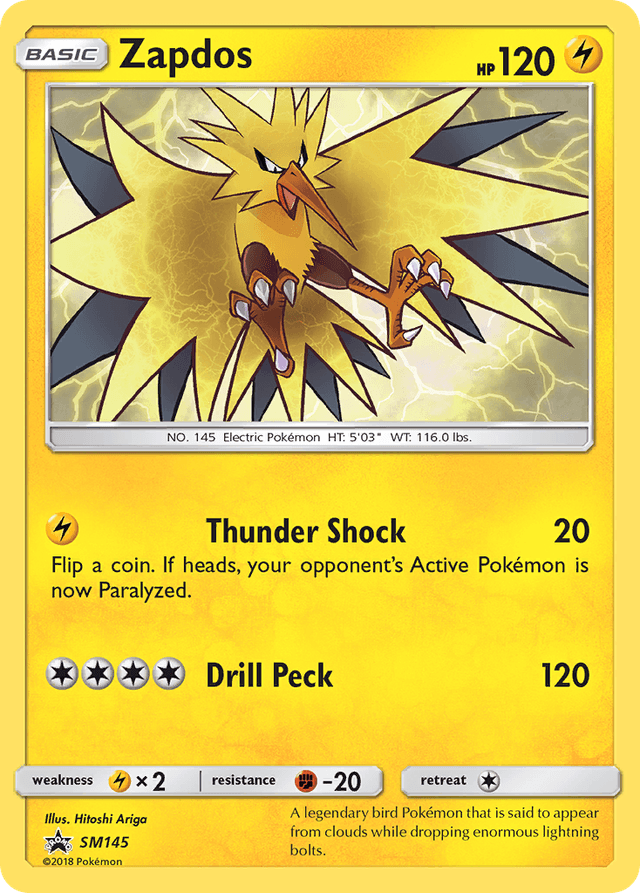 Carta Zapdos SM145/248 do set SM Black Star Promos — Pokémon TCG | Bynx