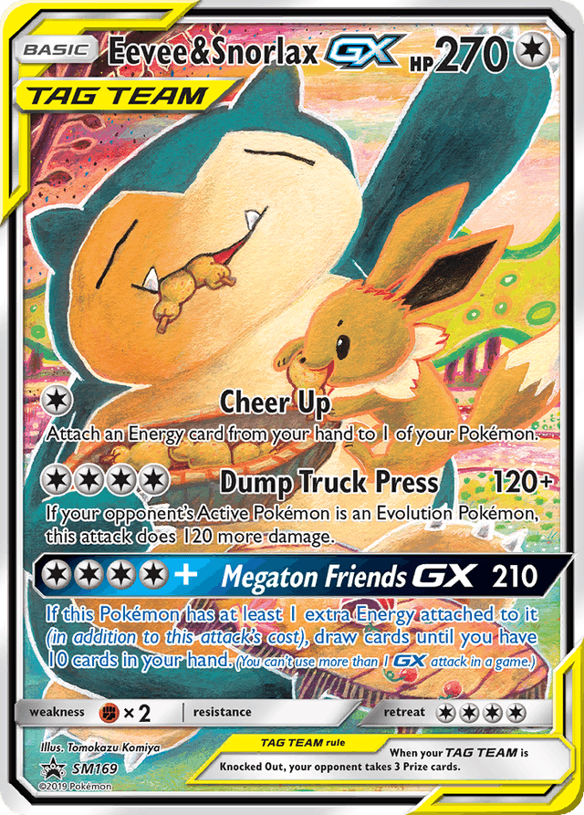 Carta Eevee & Snorlax-GX SM169/248 do set SM Black Star Promos — Pokémon TCG | Bynx