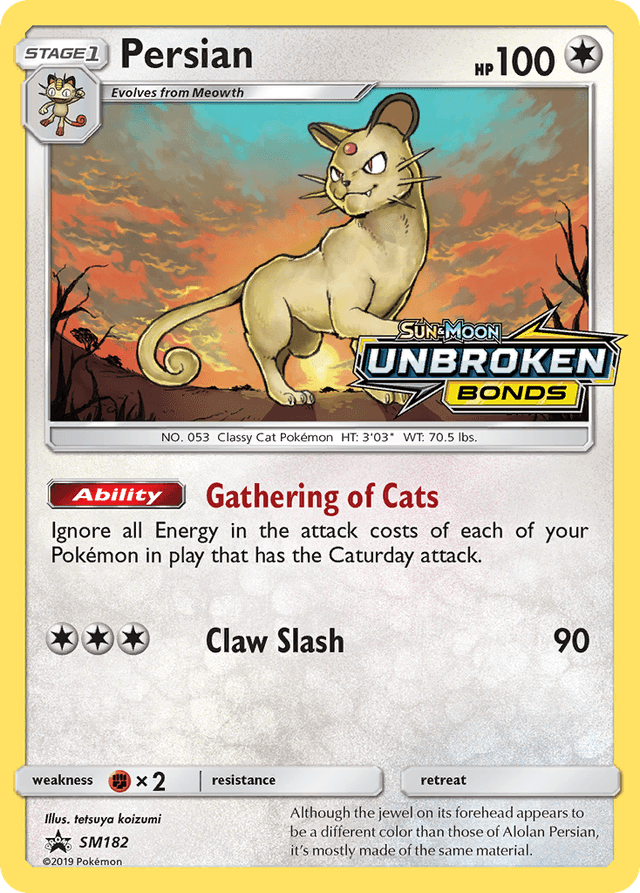Carta Persian SM182/248 do set SM Black Star Promos — Pokémon TCG | Bynx