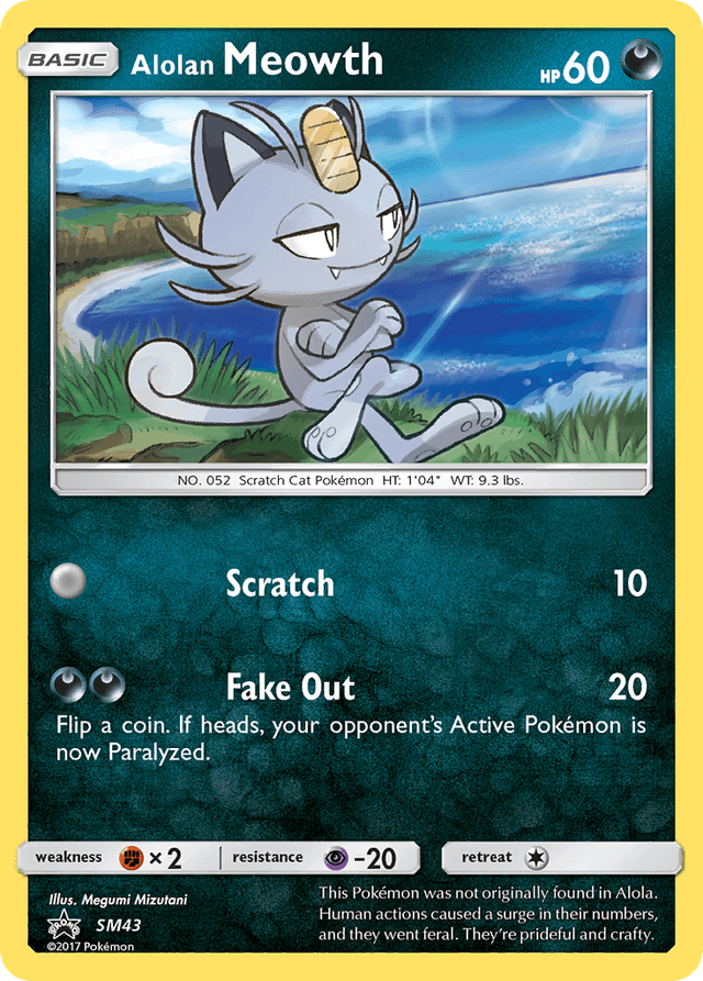 Carta Alolan Meowth SM43/248 do set SM Black Star Promos — Pokémon TCG | Bynx