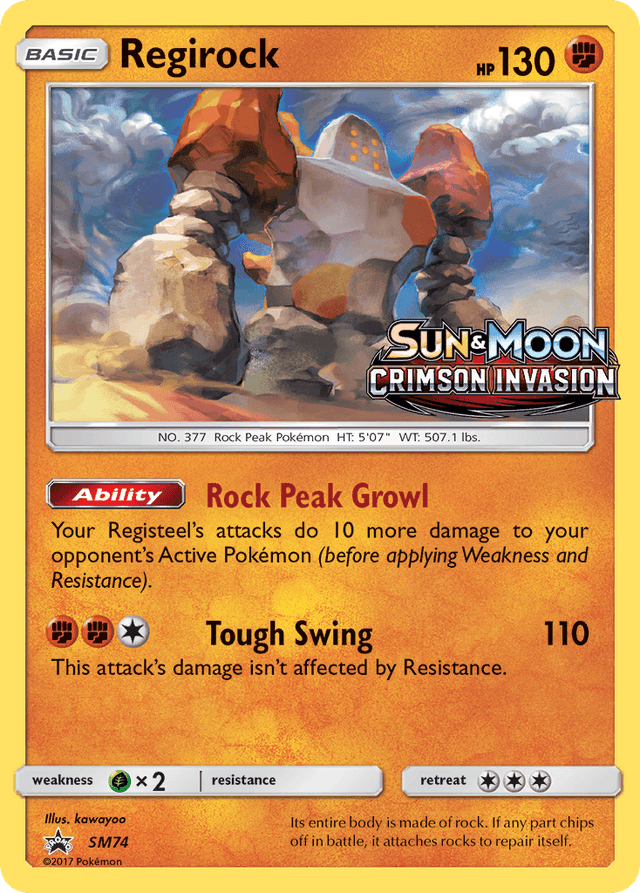 Carta Regirock SM74/248 do set SM Black Star Promos — Pokémon TCG | Bynx