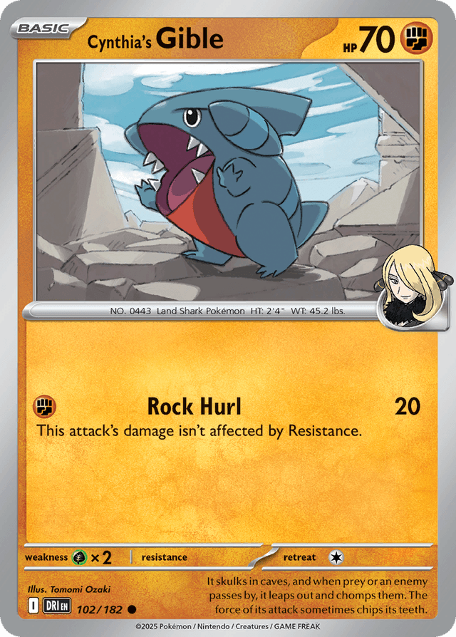 Carta Cynthia's Gible 102/182 do set Destined Rivals — Pokémon TCG | Bynx