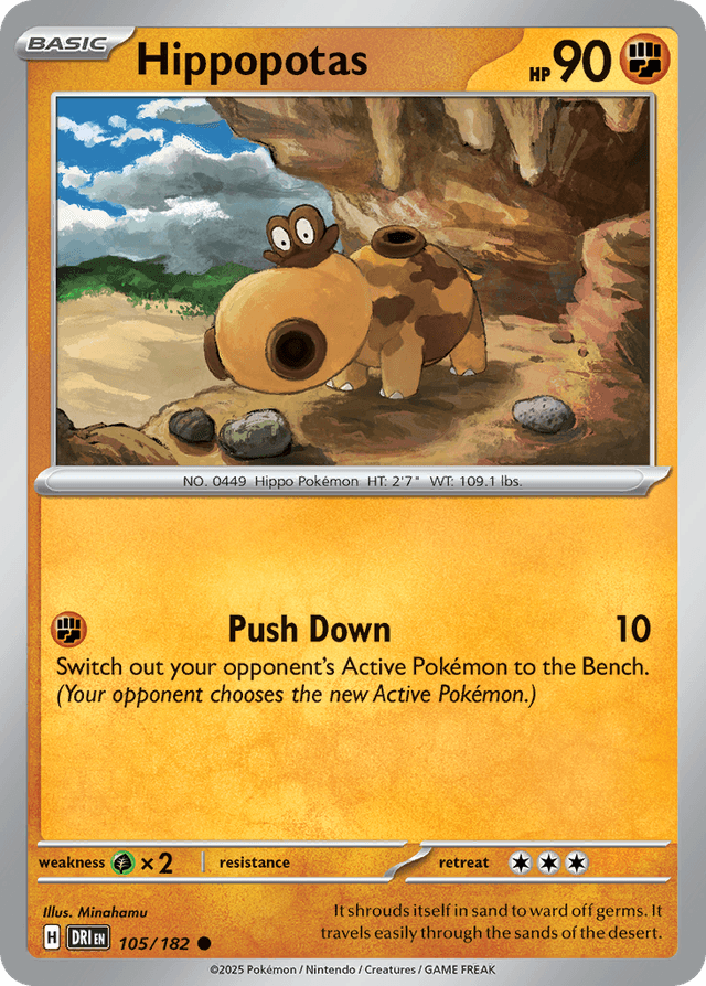 Carta Hippopotas 105/182 do set Destined Rivals — Pokémon TCG | Bynx