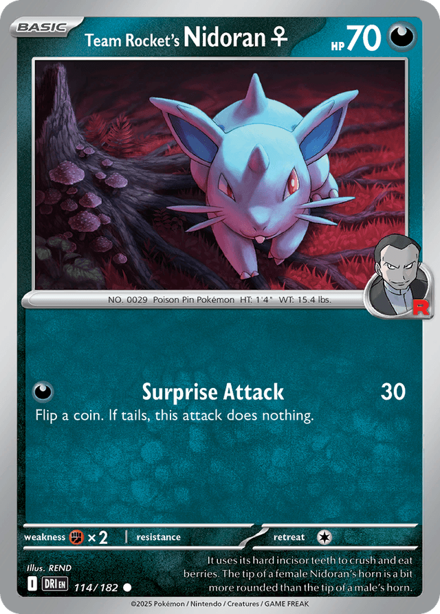 Carta Team Rocket's Nidoran♀ 114/182 do set Destined Rivals — Pokémon TCG | Bynx