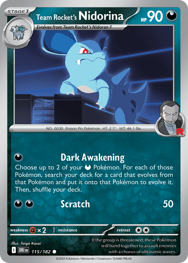 Carta Team Rocket's Nidorina 115/182 do set Destined Rivals — Pokémon TCG | Bynx