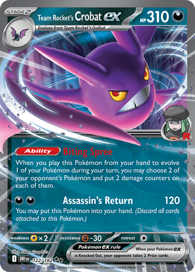 Carta Team Rocket's Crobat ex 122/182 do set Destined Rivals — Pokémon TCG | Bynx