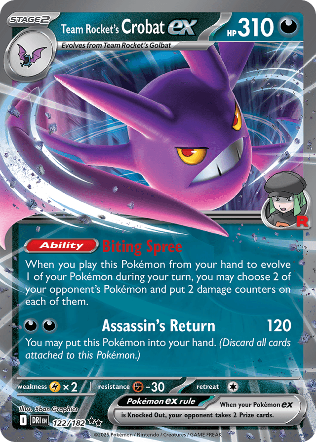 Carta Team Rocket's Crobat ex 122/182 do set Destined Rivals — Pokémon TCG | Bynx