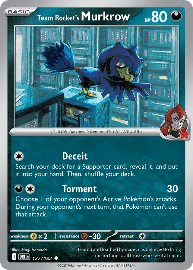 Carta Team Rocket's Murkrow 127/182 do set Destined Rivals — Pokémon TCG | Bynx