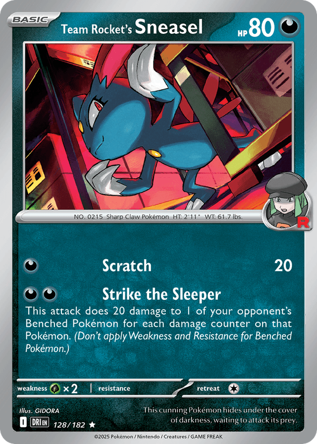 Carta Team Rocket's Sneasel 128/182 do set Destined Rivals — Pokémon TCG | Bynx