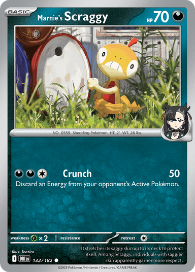 Carta Marnie's Scraggy 132/182 do set Destined Rivals — Pokémon TCG | Bynx