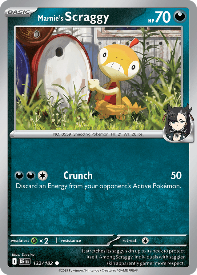 Carta Marnie's Scraggy 132/182 do set Destined Rivals — Pokémon TCG | Bynx