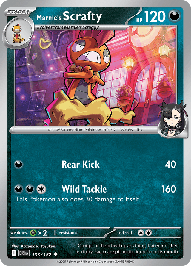 Carta Marnie's Scrafty 133/182 do set Destined Rivals — Pokémon TCG | Bynx