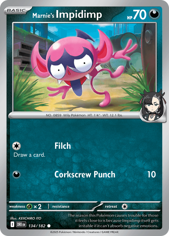 Carta Marnie's Impidimp 134/182 do set Destined Rivals — Pokémon TCG | Bynx