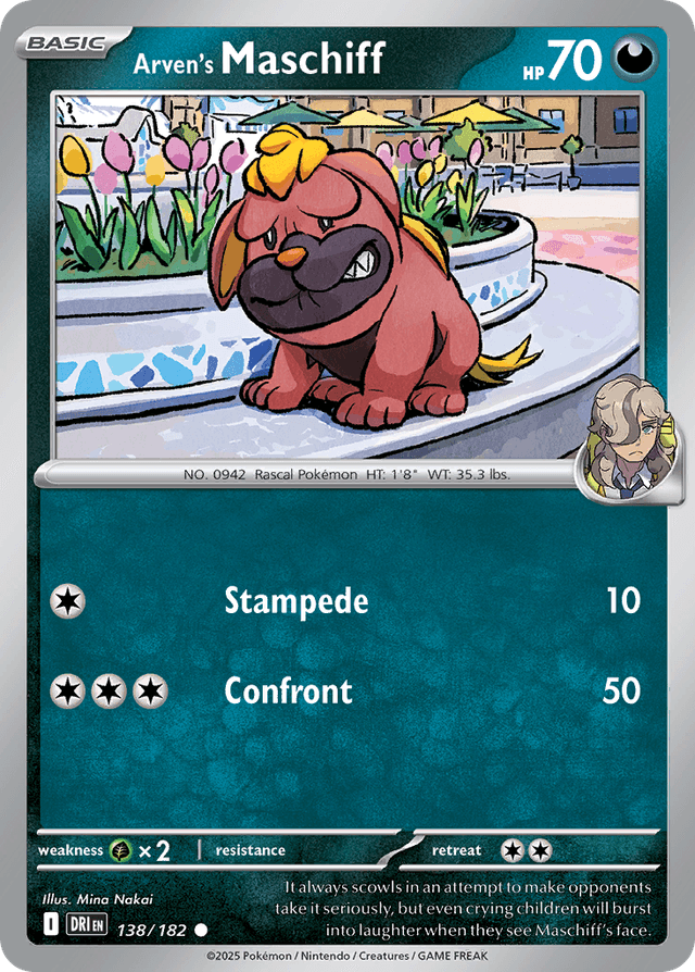 Carta Arven's Maschiff 138/182 do set Destined Rivals — Pokémon TCG | Bynx