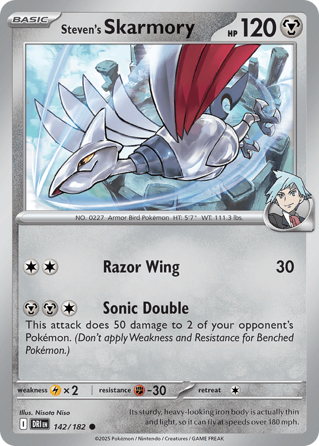 Carta Steven's Skarmory 142/182 do set Destined Rivals — Pokémon TCG | Bynx