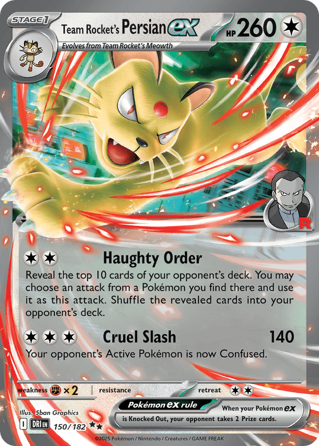 Carta Team Rocket's Persian ex 150/182 do set Destined Rivals — Pokémon TCG | Bynx