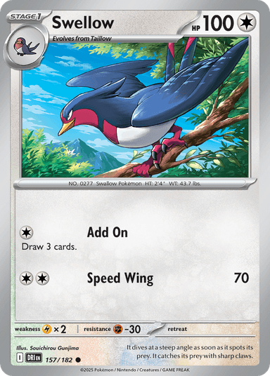 Carta Swellow 157/182 do set Destined Rivals — Pokémon TCG | Bynx