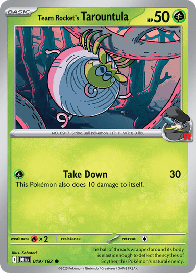 Carta Team Rocket's Tarountula 19/182 do set Destined Rivals — Pokémon TCG | Bynx