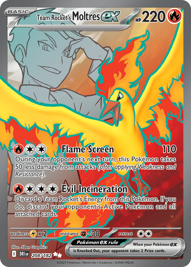 Carta Team Rocket's Moltres ex 208/182 do set Destined Rivals — Pokémon TCG | Bynx