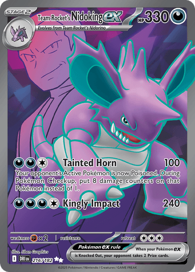 Carta Team Rocket's Nidoking ex 216/182 do set Destined Rivals — Pokémon TCG | Bynx