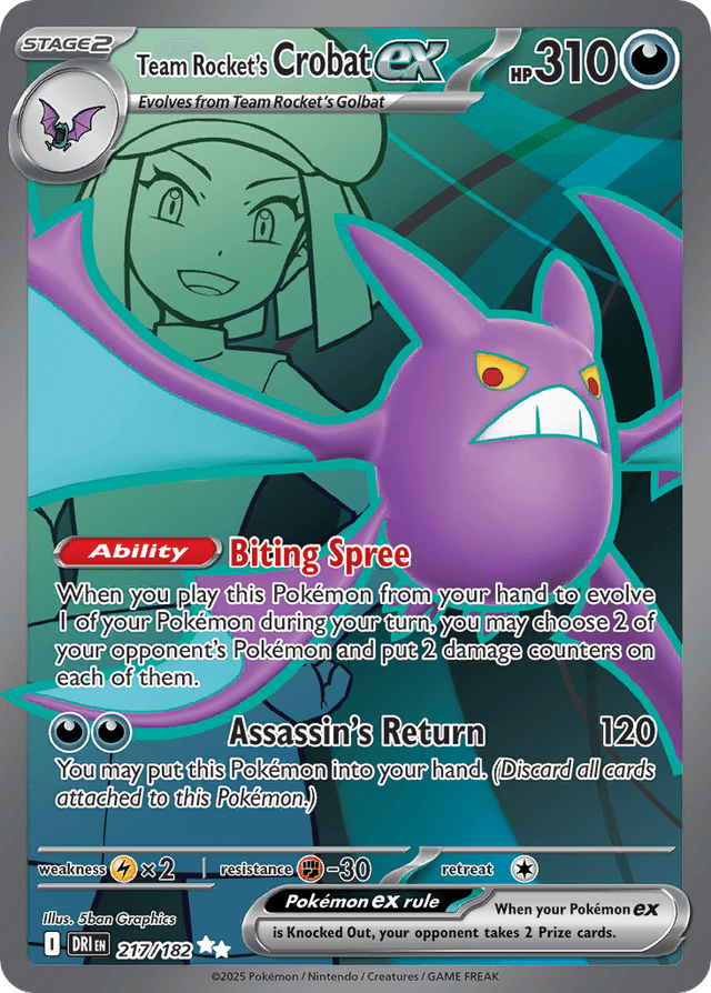 Carta Team Rocket's Crobat ex 217/182 do set Destined Rivals — Pokémon TCG | Bynx