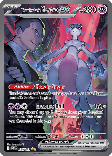 Carta Team Rocket's Mewtwo ex 231/182 do set Destined Rivals — Pokémon TCG | Bynx