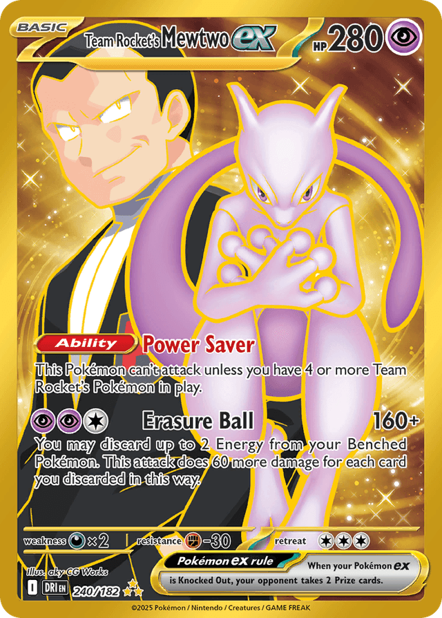 Carta Team Rocket's Mewtwo ex 240/182 do set Destined Rivals — Pokémon TCG | Bynx