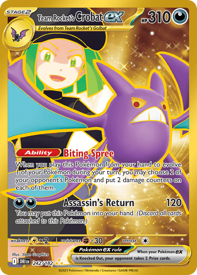 Carta Team Rocket's Crobat ex 242/182 do set Destined Rivals — Pokémon TCG | Bynx