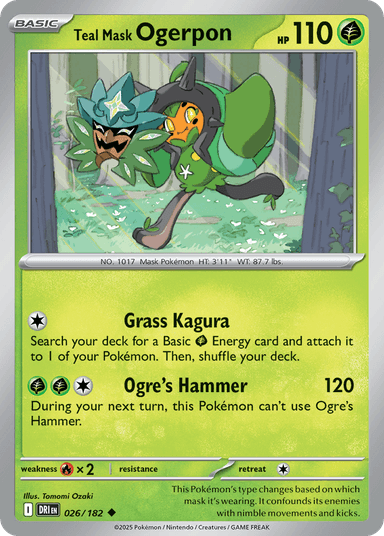 Carta Teal Mask Ogerpon 26/182 do set Destined Rivals — Pokémon TCG | Bynx