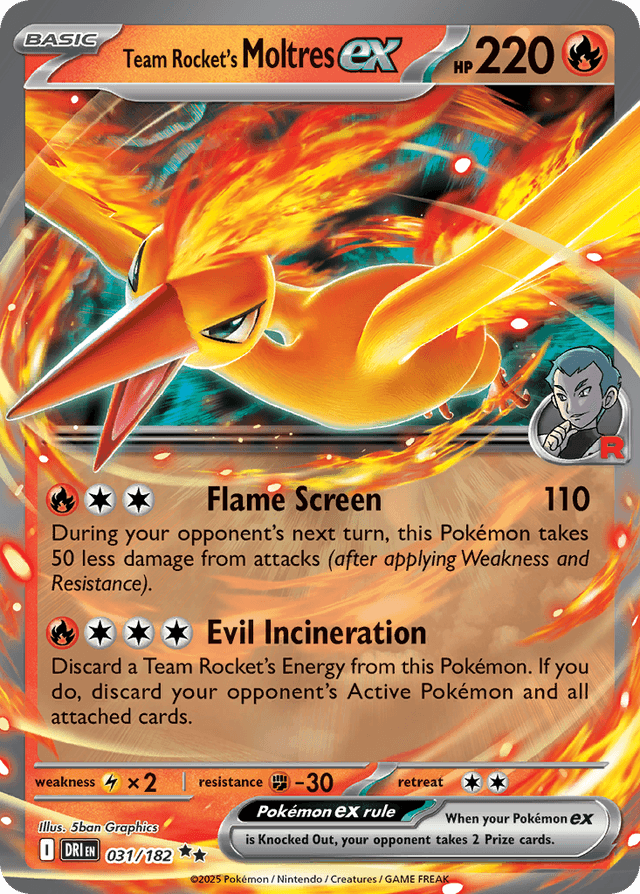 Carta Team Rocket's Moltres ex 31/182 do set Destined Rivals — Pokémon TCG | Bynx