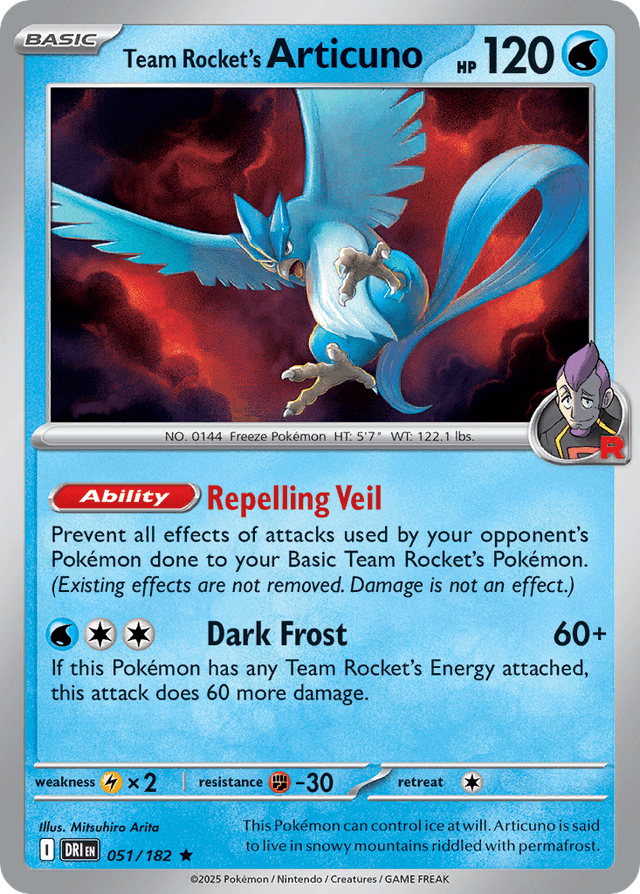 Carta Team Rocket's Articuno 51/182 do set Destined Rivals — Pokémon TCG | Bynx