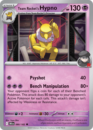 Carta Team Rocket's Hypno 80/182 do set Destined Rivals — Pokémon TCG | Bynx