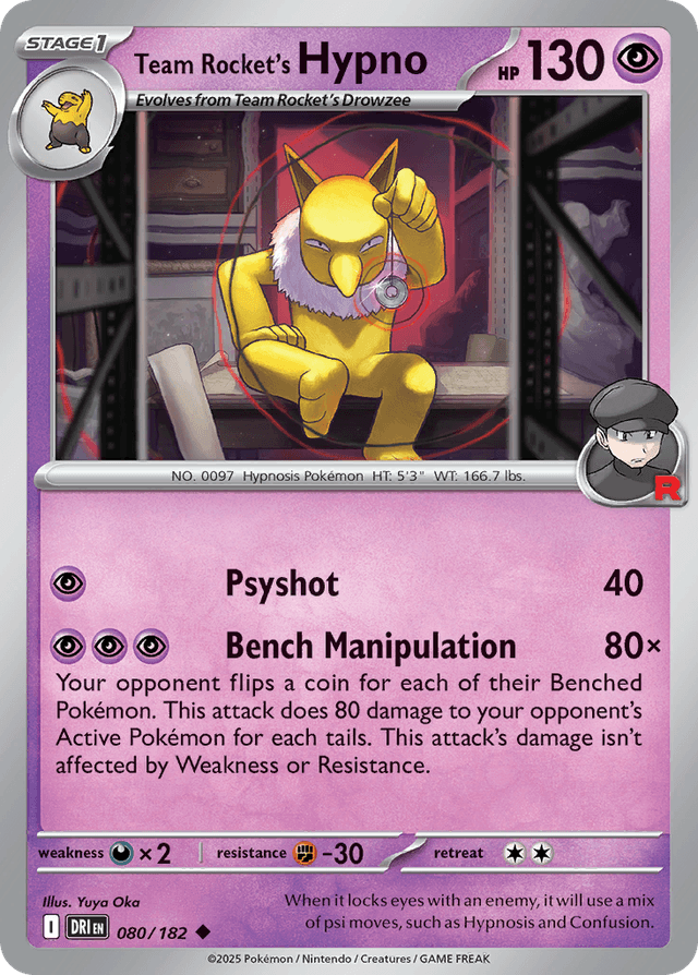 Carta Team Rocket's Hypno 80/182 do set Destined Rivals — Pokémon TCG | Bynx
