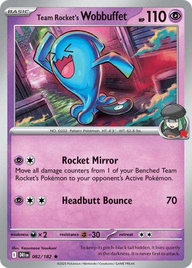 Carta Team Rocket's Wobbuffet 82/182 do set Destined Rivals — Pokémon TCG | Bynx