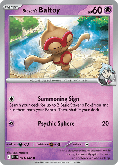 Carta Steven's Baltoy 83/182 do set Destined Rivals — Pokémon TCG | Bynx