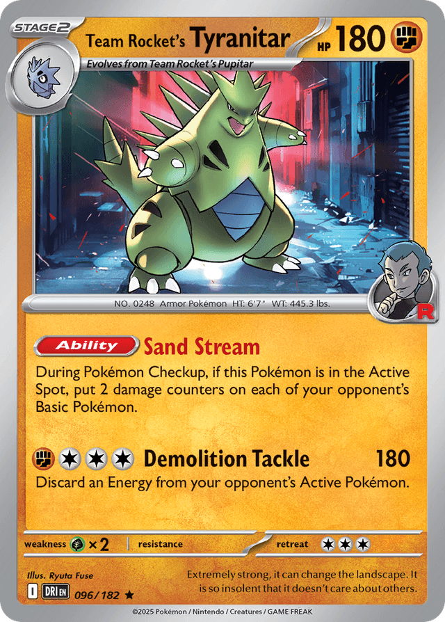 Carta Team Rocket's Tyranitar 96/182 do set Destined Rivals — Pokémon TCG | Bynx