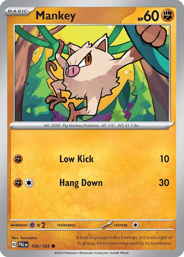 Carta Mankey 106/193 do set Paldea Evolved — Pokémon TCG | Bynx