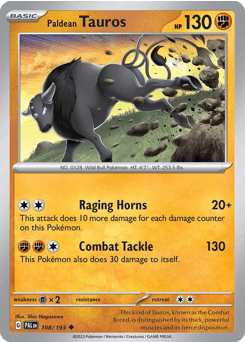 Paldean Tauros 108 — Paldea Evolved