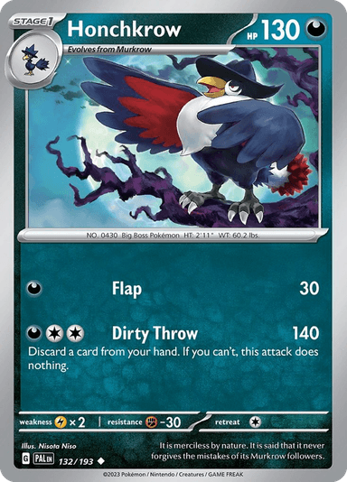 Carta Honchkrow 132/193 do set Paldea Evolved — Pokémon TCG | Bynx
