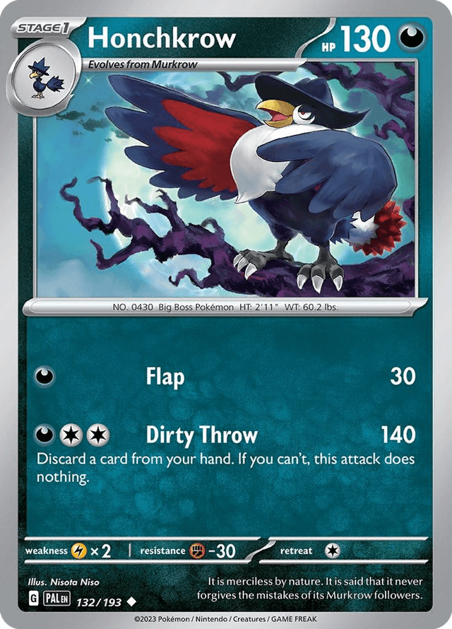 Carta Honchkrow 132/193 do set Paldea Evolved — Pokémon TCG | Bynx