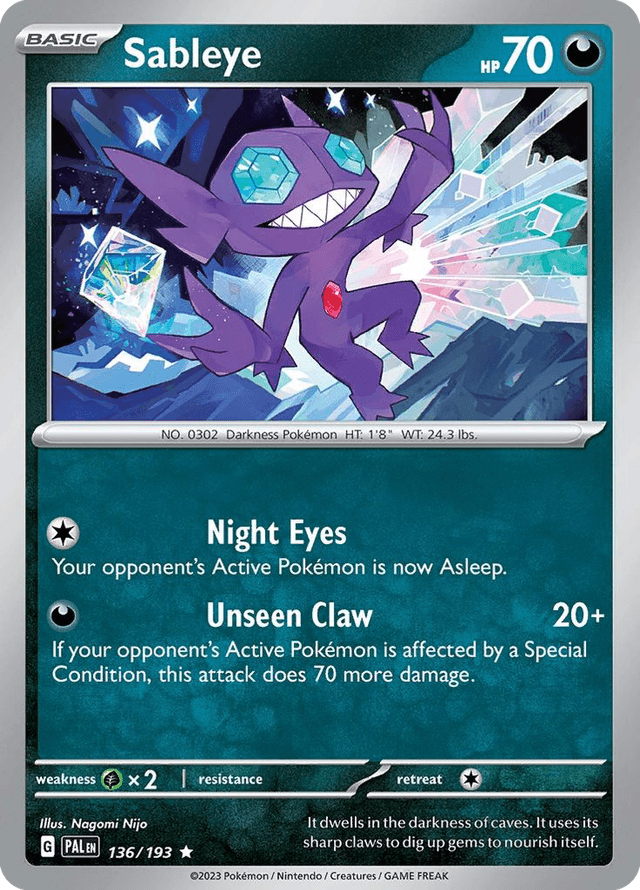 Carta Sableye 136/193 do set Paldea Evolved — Pokémon TCG | Bynx