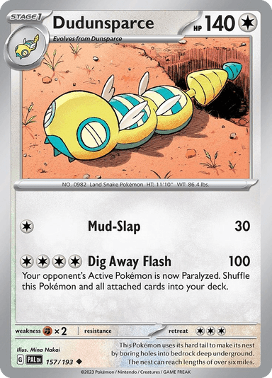 Carta Dudunsparce 157/193 do set Paldea Evolved — Pokémon TCG | Bynx