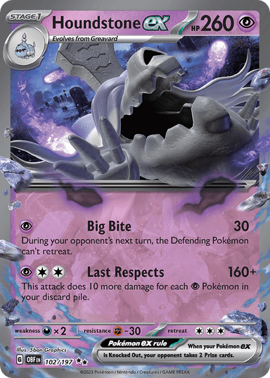 Carta Houndstone ex 102/197 do set Obsidian Flames — Pokémon TCG | Bynx