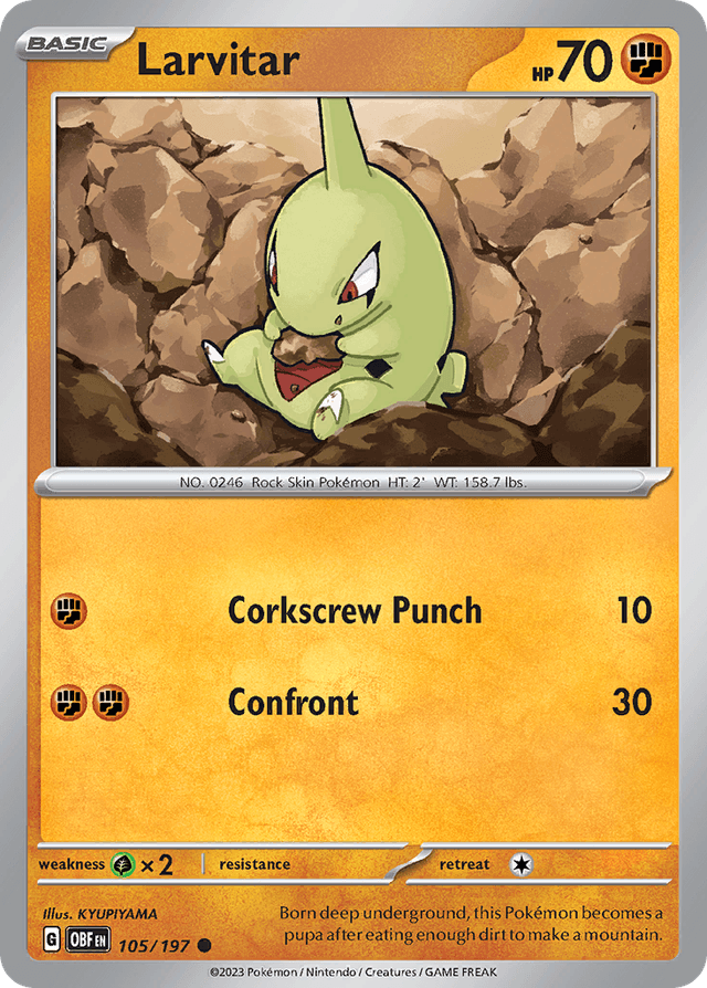 Carta Larvitar 105/197 do set Obsidian Flames — Pokémon TCG | Bynx