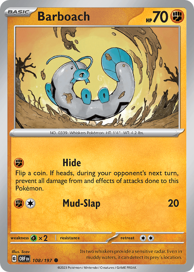Carta Barboach 108/197 do set Obsidian Flames — Pokémon TCG | Bynx