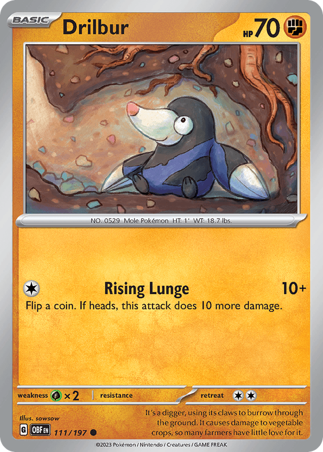 Carta Drilbur 111/197 do set Obsidian Flames — Pokémon TCG | Bynx