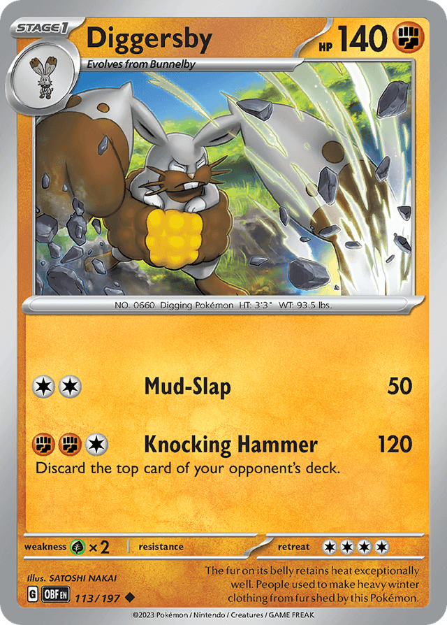 Carta Diggersby 113/197 do set Obsidian Flames — Pokémon TCG | Bynx