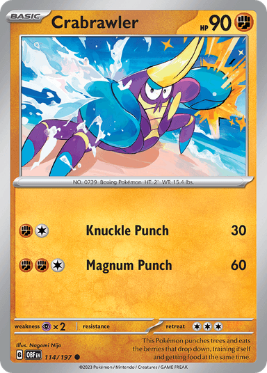 Carta Crabrawler 114/197 do set Obsidian Flames — Pokémon TCG | Bynx